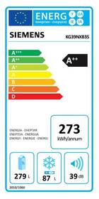 Chladnička s mrazničkou Siemens KG39NXB35 černá

 obrázek produktu 1 z 5