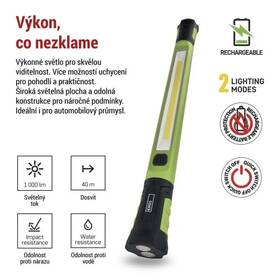 Svítilna EMOS COB LED NAB. PRAC. 1000LM, 2600 mAh černá/zelená

 obrázek produktu 8 z 10