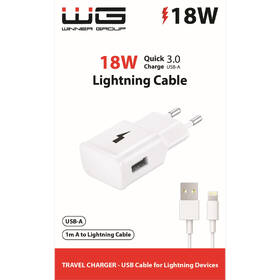 Nabíječka do sítě WG 1xUSB, QC 3.0 + Lightning kabel bílá

 obrázek produktu 4 z 4