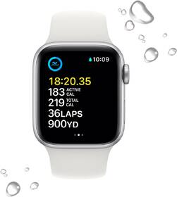 Chytré hodinky Apple Watch SE 2022 GPS 40mm pouzdro ze stříbrného hliníku - bílý sportovní řemínek 

 obrázek produktu 3 z 7