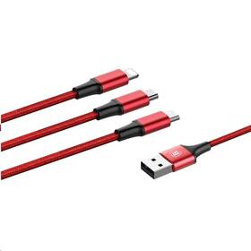 Kabel Baseus Rapid Series 3v1, USB/Micro USB, Lightning, USB-C, 1,2m červený

 obrázek produktu 2 z 4