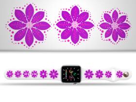 Řemínek Mi-Band na Apple Watch 42/44/45/49 mm - motiv Fialová květina, bílý 

 obrázek produktu 1 z 3