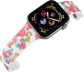 Řemínek Mi-Band na Apple Watch 38/40/41 mm - motiv Červené růžičky, bílý 

 obrázek produktu 3 z 3