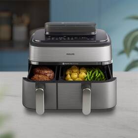 Fritéza horkovzdušná Philips Airfryer Dual Basket 5000 series 9 l, NA555/00 stříbrná

 obrázek produktu 12 z 12