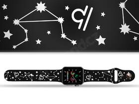 Řemínek Mi-Band na Apple Watch 42/44/45/49 mm - motiv Znamení zvěrokruhu Váhy, černý 

 obrázek produktu 1 z 3