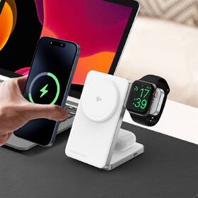 Bezdrátová nabíječka Mobile Origin Qi2 CompactStand 3in1 stříbrná barva
