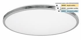 Stropní svítidlo Top Light Silver KM CCT, 18W, 1800lm, IP44, 34cm, teplá/neutrální/studená bílá bílé/chrom

 obrázek produktu 2 z 5