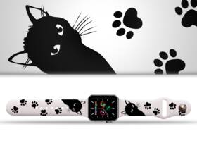 Řemínek Mi-Band na Apple Watch 42/44/45/49 mm - motiv Kočičák, bílý 

 obrázek produktu 1 z 3