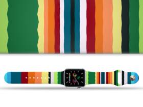 Řemínek Mi-Band na Apple Watch 42/44/45/49 mm - motiv Retro pruhy, bílý 

 obrázek produktu 1 z 3
