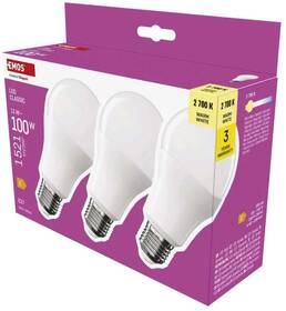 Žárovka LED EMOS Classic, 13 W, 1521lm, E27, teplá bílá (3 ks) 

 obrázek produktu 13 z 13