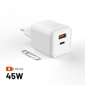 Nabíječka do sítě FIXED GaN Mini s USB-C, USB, 45W bílý

 obrázek produktu 1 z 8