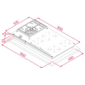 Plynová varná deska Teka JZC 95314 ABC BK (E4) černá barva
