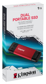 SSD externí Kingston Dual Portable 1TB, USB-A/C, USB 3.2 Gen 2 černý/červený

 obrázek produktu 3 z 4