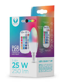 Žárovka LED Forever svíčka, E14 RGB 5W s dálkovým ovládáním 

 obrázek produktu 2 z 2