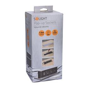 Kabel prodlužovací Solight výsuvný blok, 3x zásuvka, 2x USB, 1,9m stříbrný

 obrázek produktu 5 z 5