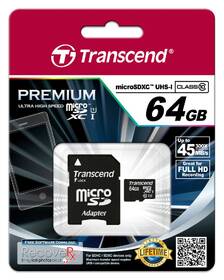 Paměťová karta Transcend 64GB UHS-I U1 (45MB/s) + adapter 

 obrázek produktu 2 z 2