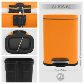 Odpadkový koš Spirella 10.20819, 5 l oranžový

 obrázek produktu 6 z 8