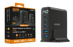 Nabíječka do sítě Aligator GaN Power Station 140W, 3× USB-C, 2× USB-A černá

 obrázek produktu 6 z 7