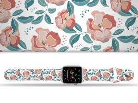 Řemínek Mi-Band na Apple Watch 42/44/45/49 mm - motiv Červené květiny, bílý 

 obrázek produktu 1 z 3