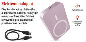 Powerbanka EMOS WI 1046, 10 000 mAh, 20 W+Wireless růžová

 obrázek produktu 16 z 19