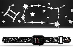 Řemínek Mi-Band na Apple Watch 42/44/45/49 mm - motiv Znamení zvěrokruhu Blíženci, černý 

 obrázek produktu 1 z 3