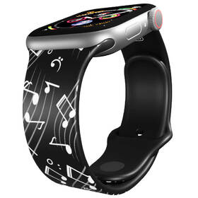 Řemínek Mi-Band na Apple Watch 42/44/45/49 mm - motiv Noty, černý 

 obrázek produktu 2 z 3