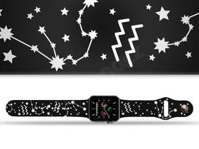 Řemínek Mi-Band na Apple Watch 42/44/45/49 mm - motiv Znamení zvěrokruhu Vodnář, černý 

 obrázek produktu 1 z 3
