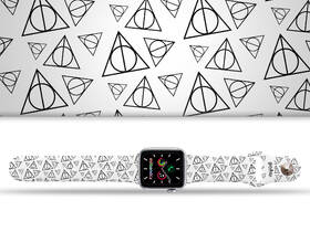 Řemínek Harry Potter na Apple Watch 42/44/45/49 mm - motiv Relikvie smrti, bílý 

 obrázek produktu 1 z 3