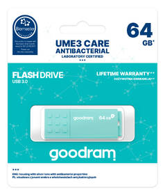 USB Flash Goodram UME3 CARE 64GB USB 3.0 tyrkysový

 obrázek produktu 3 z 3