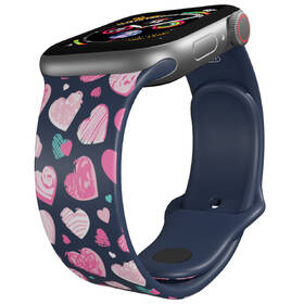 Řemínek Mi-Band na Apple Watch 42/44/45/49 mm - motiv Růžová a modrá srdíčka, modrý 

 obrázek produktu 2 z 3