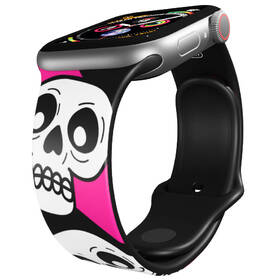 Řemínek Mi-Band na Apple Watch 42/44/45/49 mm - motiv Lebky růžové, černý 

 obrázek produktu 2 z 3