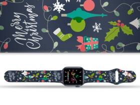 Řemínek Mi-Band na Apple Watch 42/44/45/49 mm - motiv Šťastné a veselé Vánoce, modrý 

 obrázek produktu 1 z 1