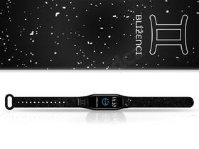 Řemínek Mi-Band na Xiaomi Mi Band 5/6 - motiv Znamení zvěrokruhu Blíženci, černý 

 obrázek produktu 1 z 3