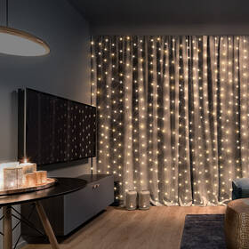 Vánoční osvětlení Solight závěs okenní, stříbrný, 300x mini LED, časovač, 8 funkcí, USB 

 obrázek produktu 2 z 4