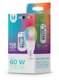 Žárovka LED Forever klasik, E27 RGB 9W s dálkovým ovládáním 

 obrázek produktu 2 z 2
