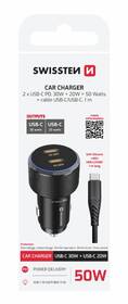 Adaptér do auta Swissten 2x USB-C PD, 50W + USB-C kabel 1m černý

 obrázek produktu 3 z 3