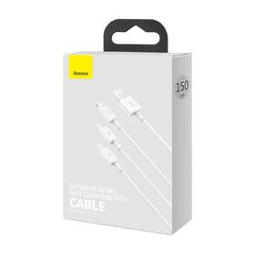 Kabel Baseus Superior 3v1 USB/microUSB+Lightning+USB-C, 3,5A, 1,5m bílý

 obrázek produktu 4 z 4