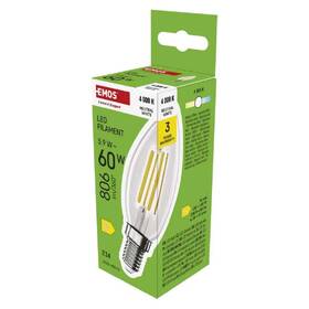 Žárovka LED EMOS Filament svíčka, 5,9W, 806lm, E14, neutrální bílá 

 obrázek produktu 2 z 3