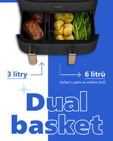 Fritéza horkovzdušná Philips Airfryer dual basket s párou 9 l NA552/00 černá

 obrázek produktu 6 z 12