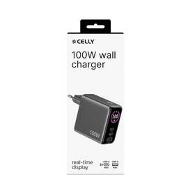 Nabíječka do sítě Celly 2x USB-C/USB-A, GaN, 100 W, s LCD displejem černý

 obrázek produktu 4 z 5
