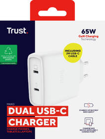 Nabíječka do sítě Trust MAXO 65W 2-Port GaN, USB-C bílý

 obrázek produktu 6 z 13