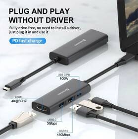 USB Hub Swissten 4-in-1 USB-C PD 100W černý

 obrázek produktu 1 z 5
