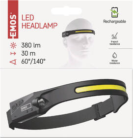 Čelovka EMOS COB LED nabíjecí, 380 lm, 30 m, Li-Pol 1200 mAh černá

 obrázek produktu 15 z 16