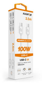 Kabel Aligator Power 100W, USB-C/USB-C, 5A, 2,5m bílý

 obrázek produktu 1 z 1