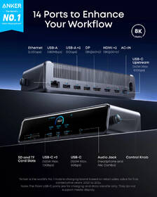 Dokovací stanice Anker Prime 14-in-1, Triple Display, DisplayLink, PD 140 W šedá

 obrázek produktu 1 z 7