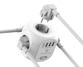 Kabel prodlužovací Viking AC CUBE 4x zásuvka, 3x USB, 1x USB-C, 1,8 m bílý

 obrázek produktu 2 z 6