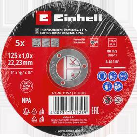 Řezný kotouč Einhell 125 mm (5 ks), 49711522 

 obrázek produktu 1 z 3