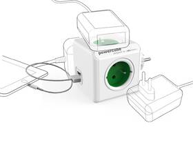 Rozbočovací zásuvka Powercube USB,  4x zásuvka, 2x USB bílá/zelená

 obrázek produktu 2 z 3