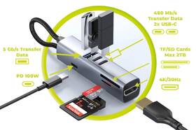 USB Hub Mobile Origin 7in1 MultiHub HB2 šedý

 obrázek produktu 7 z 9