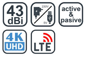 Anténa pokojová Evolveo Xany 2B LTE 230/5V, 43dBi aktivní pokojová DVB-T/T2, LTE filtr 

 obrázek produktu 6 z 6